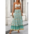 thumbnail image 2 of SOMER Skirts for Women Maxi Skirts Bohemian Flowy High Waist A Line Skirts Summer Pleated Floral Green Apricot L, 2 of 8