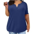 thumbnail image 2 of ClodeEU Plus Size T Shirts for Women ,Short Sleeve V Neck T Shirts,Trendy Loose Fit Dressy Tees Navy,Womens Plus XXL, 2 of 5