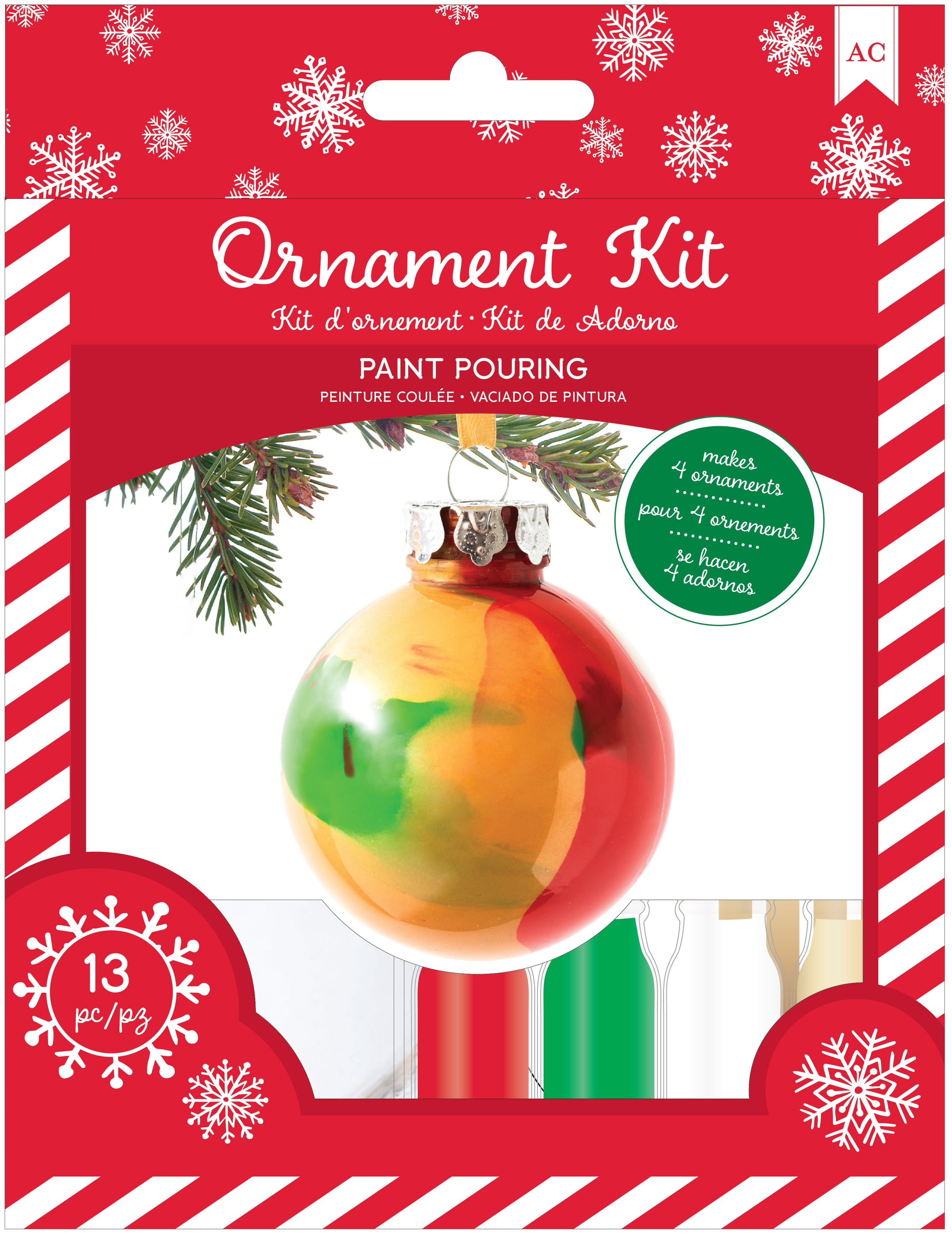 AC Christmas Ornament Kit 4/PkgPaint Pouring Metallic Gold