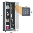 thumbnail image 3 of Marcree 65" H Metal Garage Storage Cabinet, Steel Broom Storage Cabinet with Doors and Shelves,Locking Tool Storage Cabinet for Cleaning,Bathroom,Kitchen Grey&White, 3 of 8