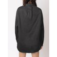 thumbnail image 3 of Blusa elegante de mezclilla para mujer, cuello en V, manga larga, negra, 3 of 5