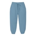 thumbnail image 3 of Bovemsi Capri Pants For Women Linen Wide Leg Pants Casual Loose High Waist Beach Haren Pockets Hiking Pants, 3 of 5