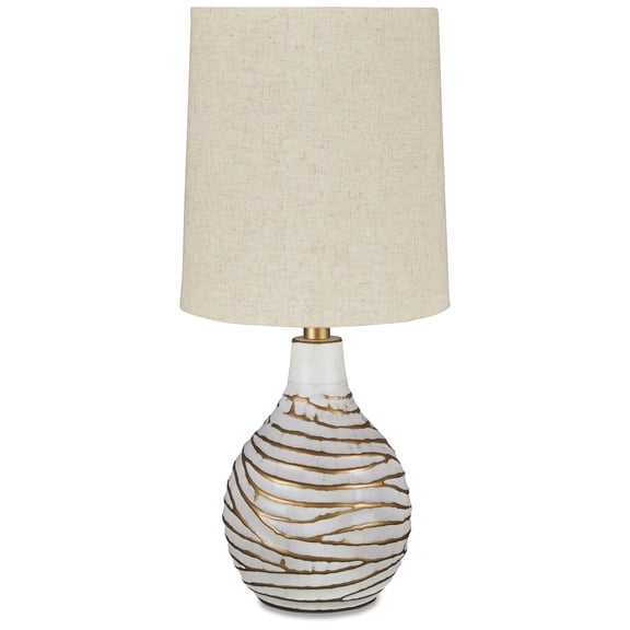 Signature Design by Ashley Contemporary Aleela Table Lamp  White/Gold Finish