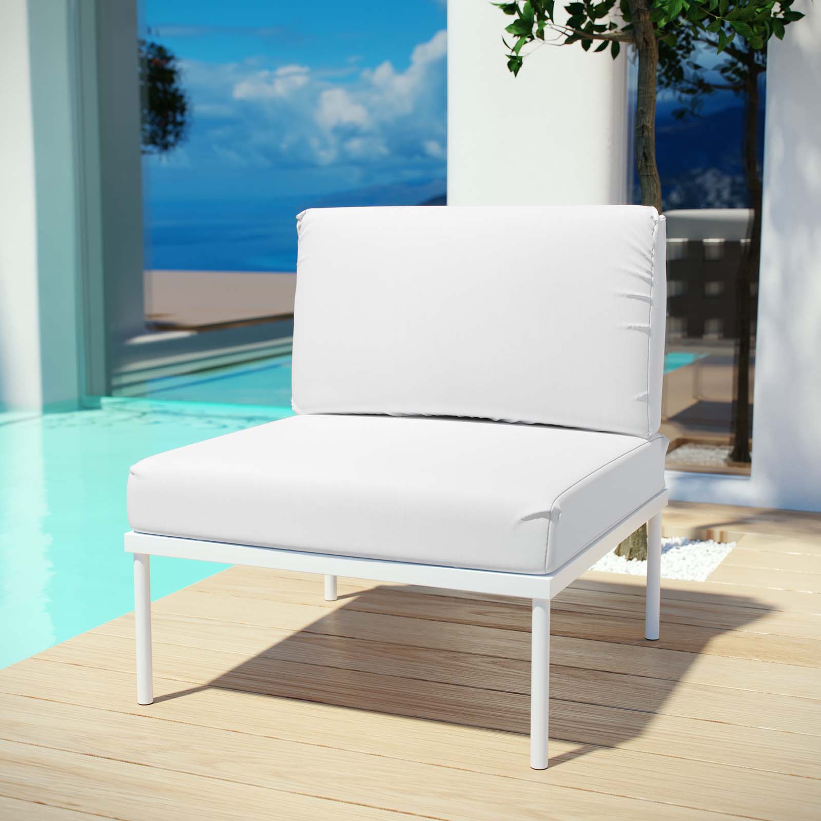 Modern Contemporary Urban Design Outdoor Patio Balcony Lounge Chair, White, Rattan - image 5 of 5