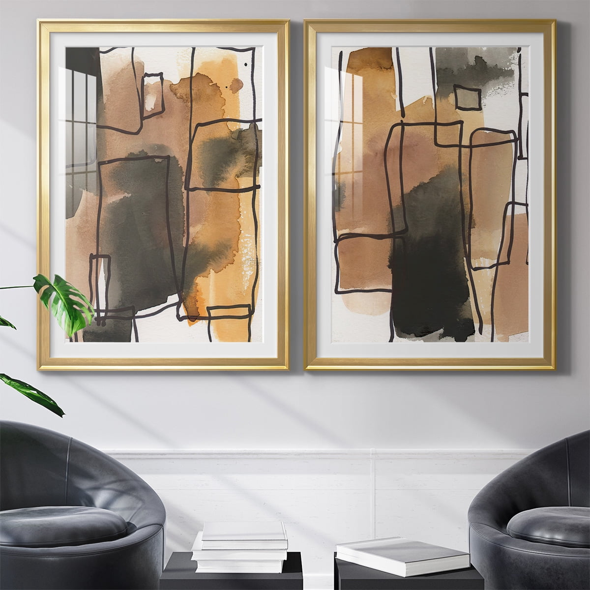 Wexford Home Retro Vibe I Premium Framed Print, 22.5" x 30.5" - Ready to Hang, Gold (Set of 2)