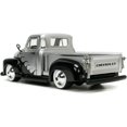 thumbnail image 6 of 1953 Chevrolet 3100 Pickup Truck Silver Metallic with Black Flames w/Extra Wheels "Just Trucks" 1/24 Diecast Model Car by Jada, 6 of 9