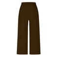 thumbnail image 7 of Vivianyo HD Women's Summer Casual Straight Leg Trousers, Womens Pleated High Waist Pants with Side Pockets Vocation Wear, Women's Brown, Sizes S-2XL, 7 of 7
