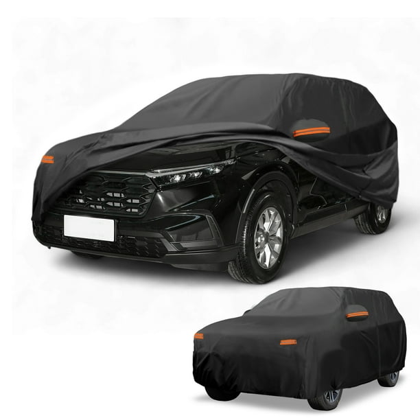 Funda para auto impermeable para todo clima, protección exterior completa contra el sol y la lluvia, con tiras reflectantes, negra para Honda CR-V