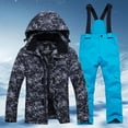 thumbnail image 2 of SGMVNU Boys and Girls Snowsuit Set Winter Hooded Padded Jacket and Overall Bib Pants Kids 2 Piece Ski Suits Snowboard Outfit Size M Sky Blue, 2 of 7