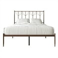 thumbnail image 3 of Castle Place Contemporary Twin Size Metal Platform Bed, Brown, 3 of 7