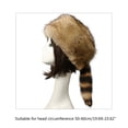 thumbnail image 4 of HOTYA Winter Hat Faux Fur Raccoon Tail Russian Round Flat Top Ear Protects Thick Hat, 4 of 7