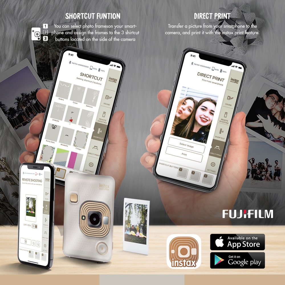 Fujifilm Instax Mini Liplay Hybrid Instant Camera (Beige Gold