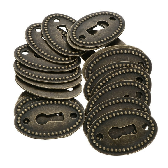 Beaupretty 30Pcs Oval Antique Keyhole Escutcheon Plate with Bronze Luster Zinc Alloy