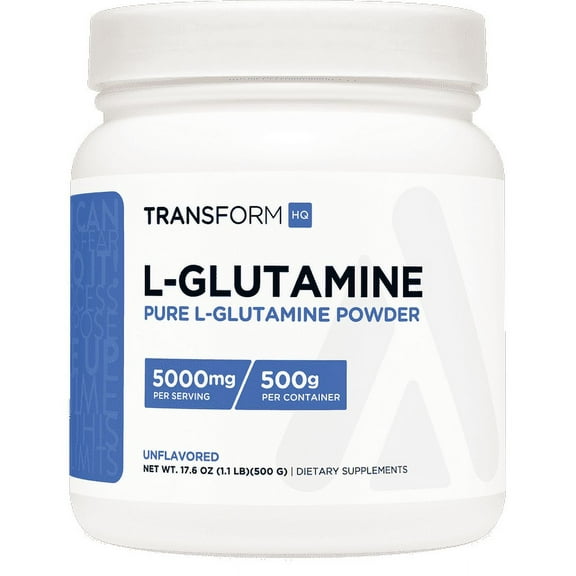 TransformHQ L-Glutamine Powder (500G) 100 Servings - Gluten Free, Non-GMO