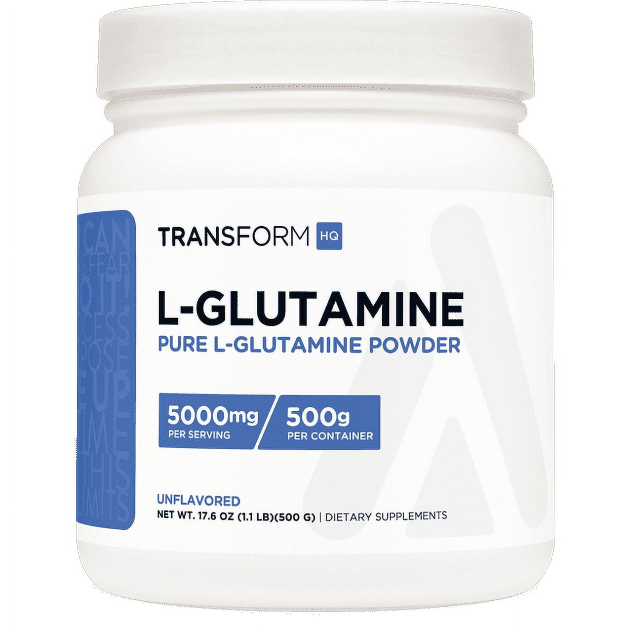 TransformHQ L-Glutamine Powder (500G) 100 Servings - Gluten Free, Non-GMO