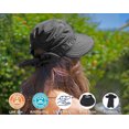 thumbnail image 3 of Simplicity Womens Wide Brim UPF 50+ Baseball Cap with Removable Top Black, 3 of 7