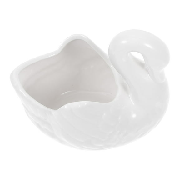 White Swan Shaped Ceramic Flowerpot for Cactus and Succulents 1pc Planter for Home Office Use