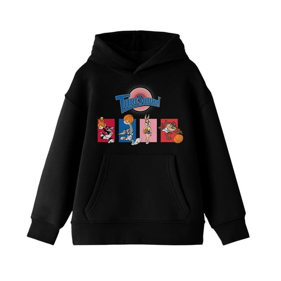 Space Jam 1996 Tune Squad Color Block Characters Youth Boys Black Hoodie-M