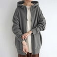 thumbnail image 4 of SDNall Hoodies for Women Solid Color Hoodie Zipper Long Sleeve Sweatshirts Long Coat Tops with Pockets (Gray, Sizes S-XXXXL), 4 of 9