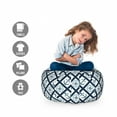 thumbnail image 2 of Navy Storage Toy Bag Chair, Nautical Pattern with Anchor and Windrose in Stripes Navigation Sea Adventure, Stuffed Animal Organizer Washable Bag, Small Size, Indigo White, by Ambesonne, 2 of 3