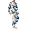 thumbnail image 2 of Sikiie Watercolor Snake Mens Pajama Set, Soft Warm Long Sleeve Sleepwear, Cozy Button-Down Pjs for Men-XX-Large, 2 of 7