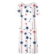 thumbnail image 5 of Women's 250th Anniversary Independence Day Round Neck Casual Dress with Pockets Short Sleeve Patriotic Printed Summer Tunic Watermelon Red XXL, 5 of 6