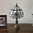thumbnail image 4 of Tiffany Mini Table Lamp White Stained Glass Baroque Style Lavender LED Bulb Included Pull Chain Switch Bedroom Living Room 8"W14"H, 4 of 7