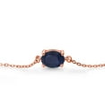 thumbnail image 2 of Gem Stone King 18K Rose Gold Plated Silver Blue Sapphire Solitaire Bracelet for Women (1.80 Cttw, Oval 8X6MM, Gemstone September Birthstone, Fully Adjustable up to 9 inch), 2 of 3