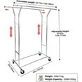 thumbnail image 2 of Lineslife Double Clothing Rack with Wheels, Rolling Clothes Rack Heavy Duty Garment Racks for Hanging Clothes Adjustable, Double Rail, 2 of 7
