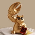 thumbnail image 2 of Figura de gato de la suerte con brazo gigante creativo, mesa, buena fortuna, pinzas de cangrejo Maneki Neko Oro, 2 of 8