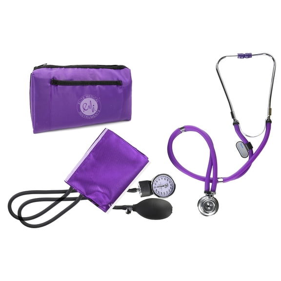 EMI Professional Deluxe PURPLE Aneroid Sphygmomanometer and Sprague Rappaport Stethoscope Set Kit #330