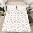 thumbnail image 2 of Homewish Cute Cartoon Bowknot Queen Sheet Sets,Cute Flower Floral Flat Sheet,White Pink Green Queen Fitted Sheet For Kids,Breathable Home Decor,4-Piece, 2 of 7