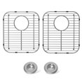 thumbnail image 1 of Paquete De 4 Protectores De Fregadero De Acero Inoxidable Para Fregadero De Cocina De 13.1 X 11.6 X 1.0 In, Rejilla Universal Con Drenaje Trasero, Estante De Fregadero De Metal Resistente Al Óxido Par, 1 of 5