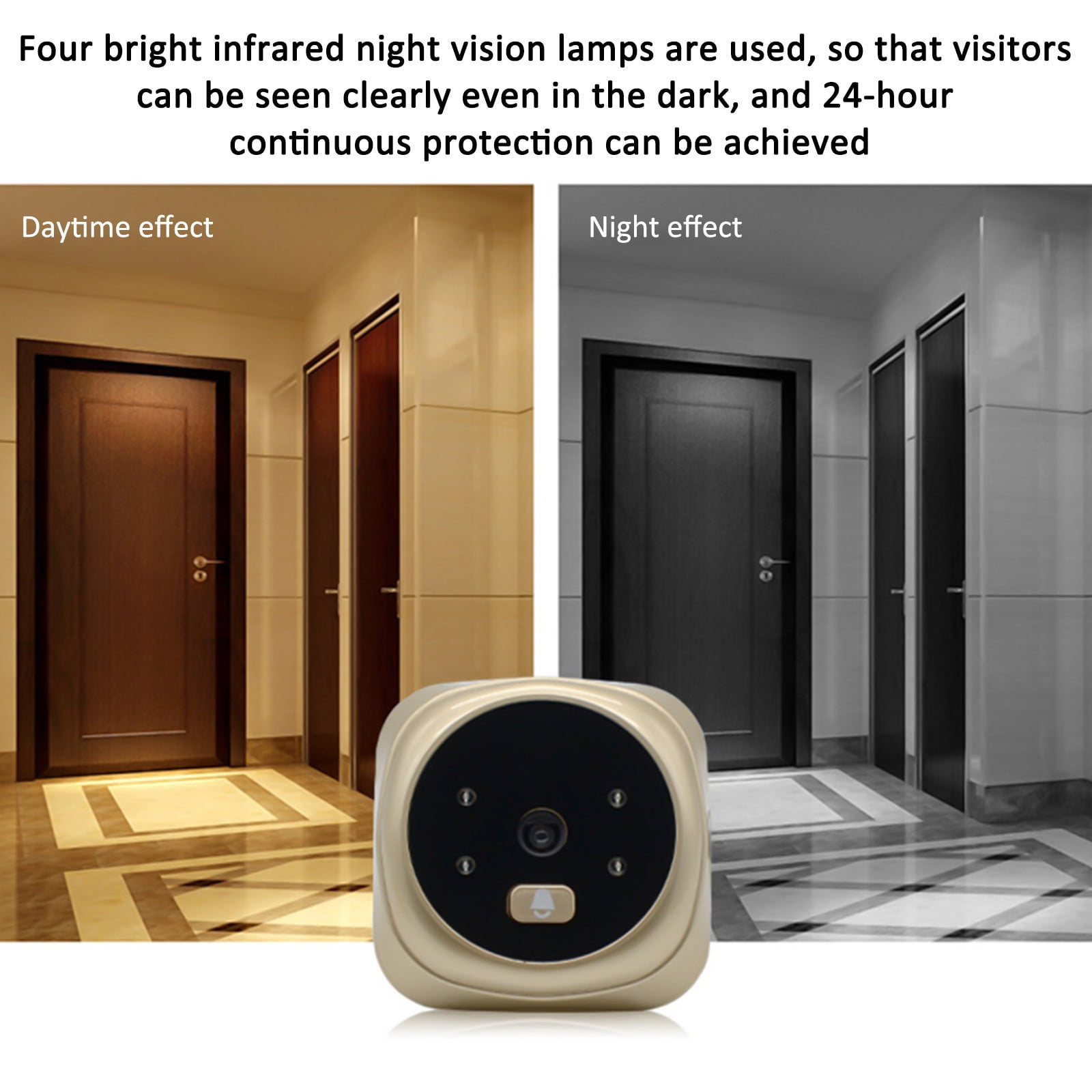 Digital Door Viewer with 2.4in TFT LCD, Intelligent Door Peephole Motion Detection Infrared Night Vision 135掳 Viewing Doorbell Intercom for 30-110mm Door