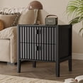 thumbnail image 3 of FURNIWAY Nightstand Set of 2, Black Modern Bedside Tables with 2 Drawers, Fluted Wooden Storage Cabinets with Matte Black Handles, End Tables for Bedroom,Living Room,Hallway, 3 of 6