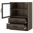 thumbnail image 5 of Dextrus 19.7'' Wide 2 -Drawer File Cabinet with Transparent Cabinet Doors and Adjustable Shelves, Walnut, 5 of 7