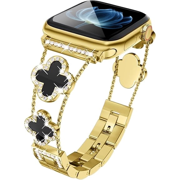 REQO Lucky Clover Strap Compatible with Apple Watch Band 38mm 40mm 41mm 42mm 44mm 45mm 46mm 49mm Series 10/9/8/7/6/SE/5/4/3/2/1/Ultra - Stainless Steel Replacement Bracelet