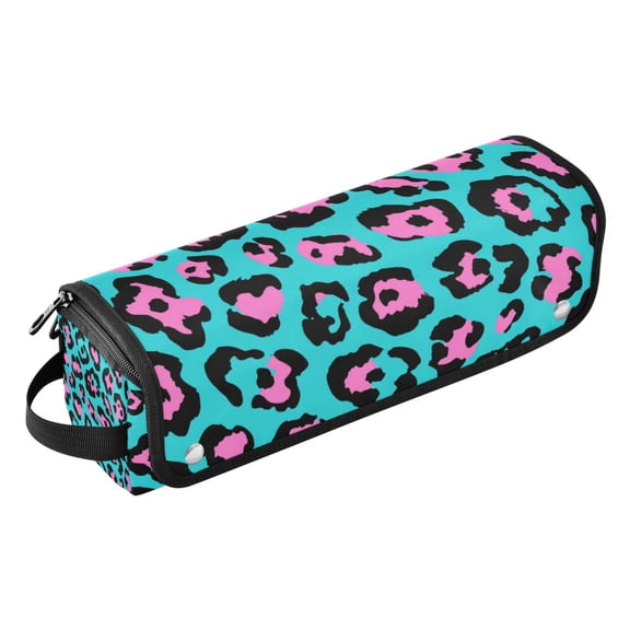 Hair Tool Travel Bag with Heat Resistant Mat for Flat Iron Straighteners Curling Iron Makeup Toiletries & Haircare Accessories Blue Pink Leopard
