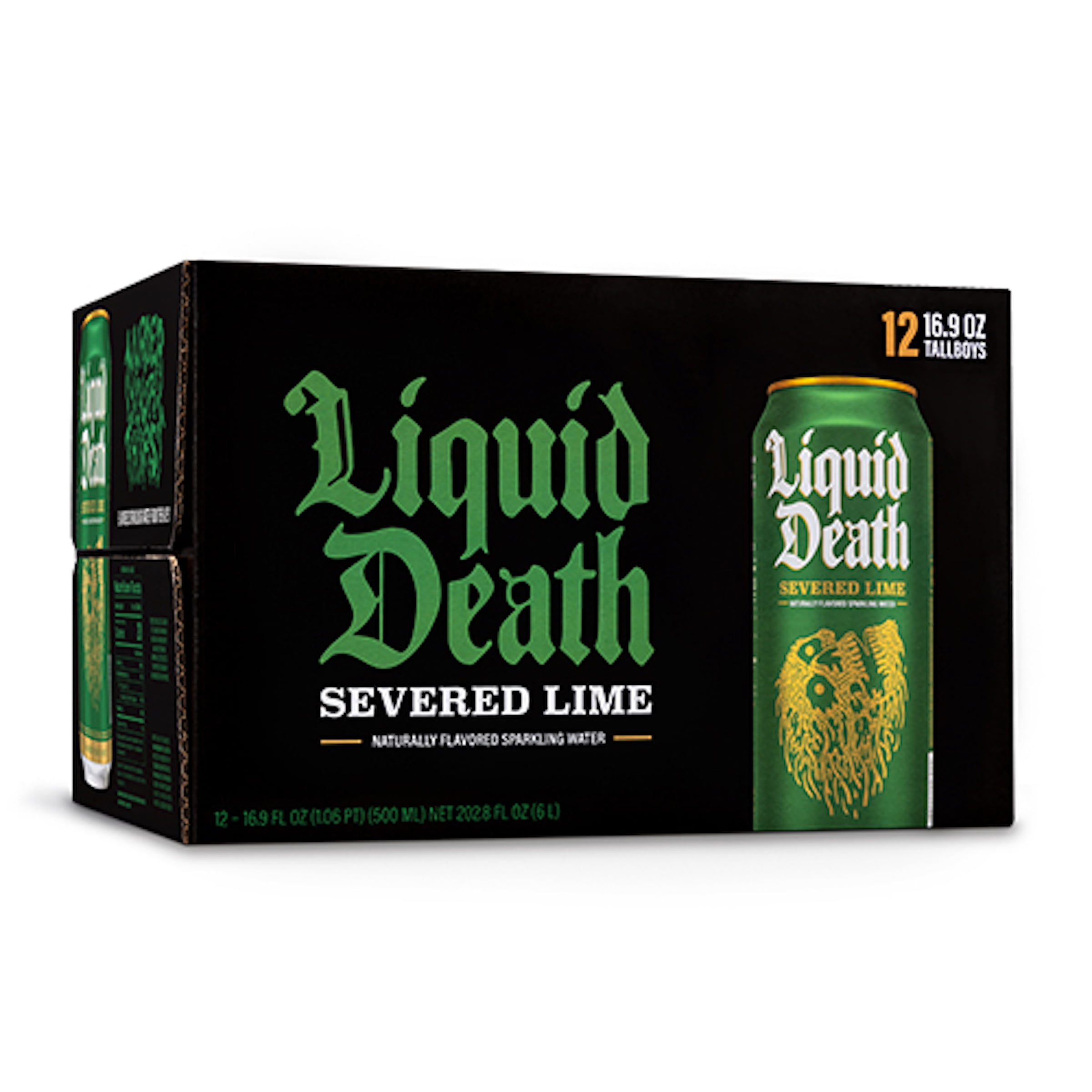 Liquid Death Sparkling Water, Severed Lime, 16.9 fl oz, 12 Count
