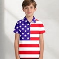 thumbnail image 2 of VNKIDY Boys Girls Kids 250 Years American Flag Print Polo Shirt Casual Short Sleeve Collared Button Closure Top For Independence Day Holiday Daily Wear Red 9-10 Years, 2 of 6