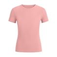 thumbnail image 6 of ITSAME Girls Short Sleeve Shirts Ribbed Knit Slim Fit Crewneck Tees Summer Basic Casual Tops Pink Size 5-6, 6 of 7