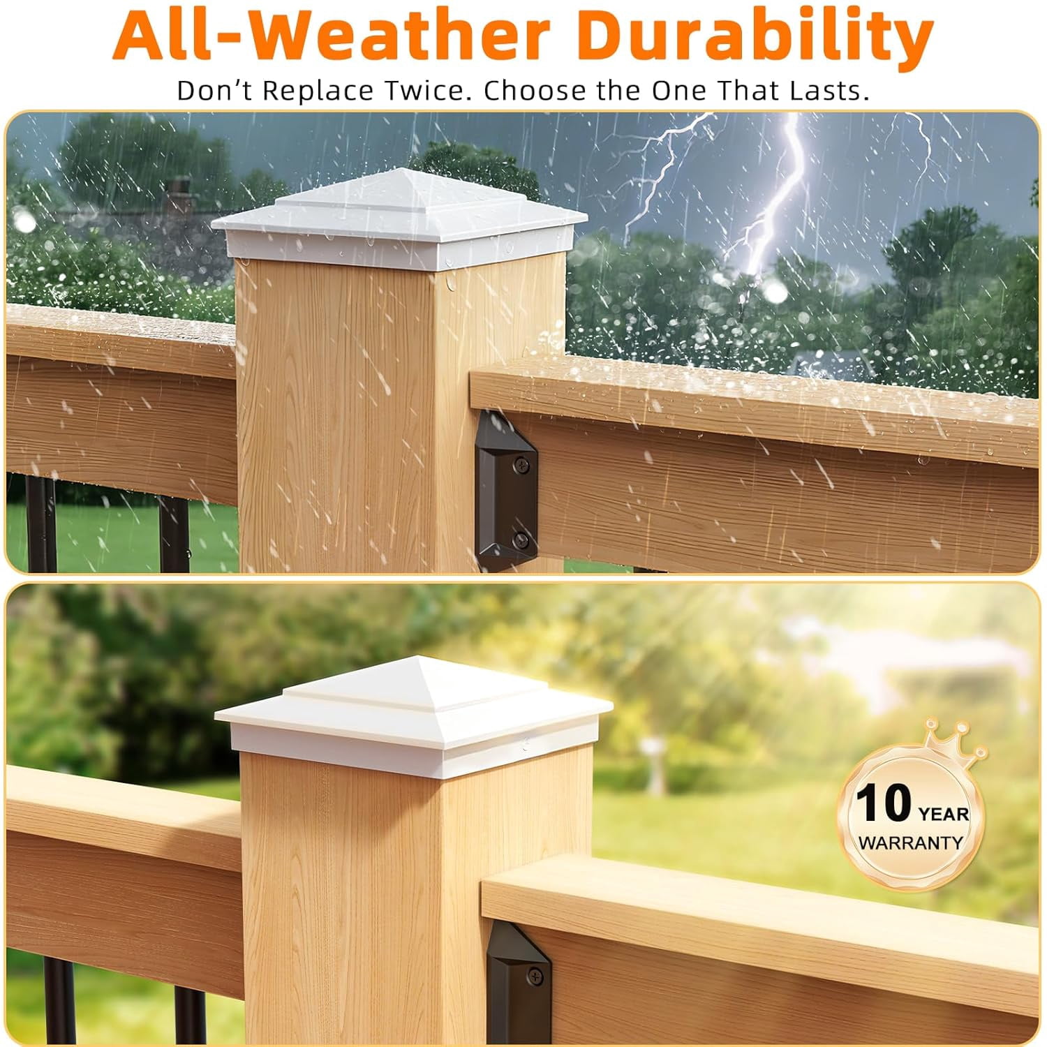 6X6 Aluminum White  Post Caps for  5.5" x 5.5" Wood Posts, Heavy-Duty Fence Post Caps Cover for Cedar Fence Deck Mailbox - Weatherproof, Rust-Resistant - 8 Pack
