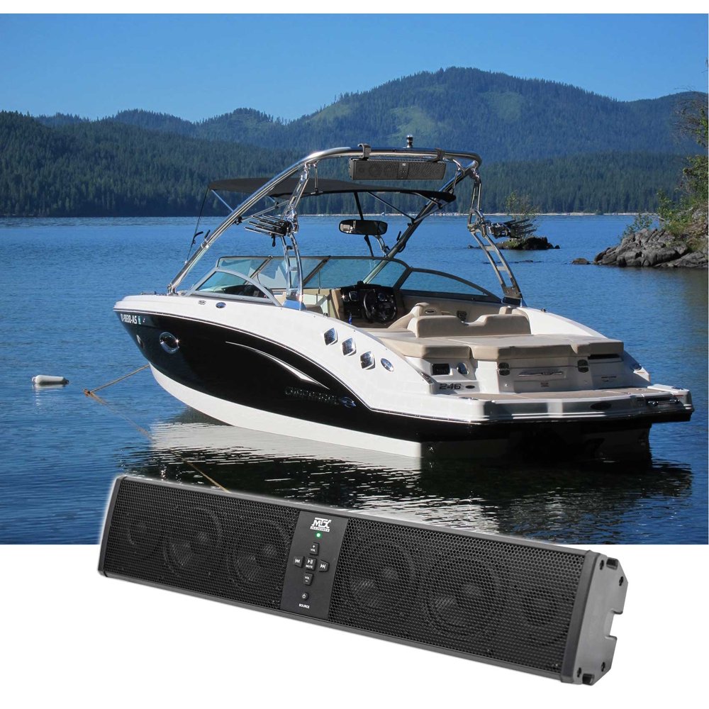 MTX SixSpeaker Bluetooth Marine Boat Overhead Wakeboard Tower Soundbar System