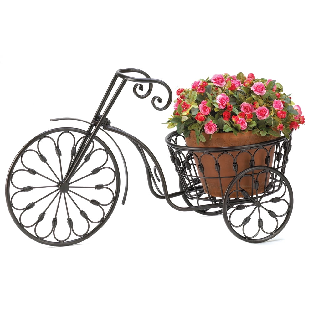Garden Planters Large, Plant Stand On Wheels, Contemporary Bicycle Plant Stand by Summerfield Terrace
