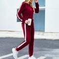 thumbnail image 3 of HAPIMO Women's Velvet Hoodie Tracksuits Pants Sets with Pocket Spring Fashion Clearance Long Sleeve Shirts Girls Round Neck Blouse Casual Workout Activewear Solid Color Tees Wine, 3 of 7