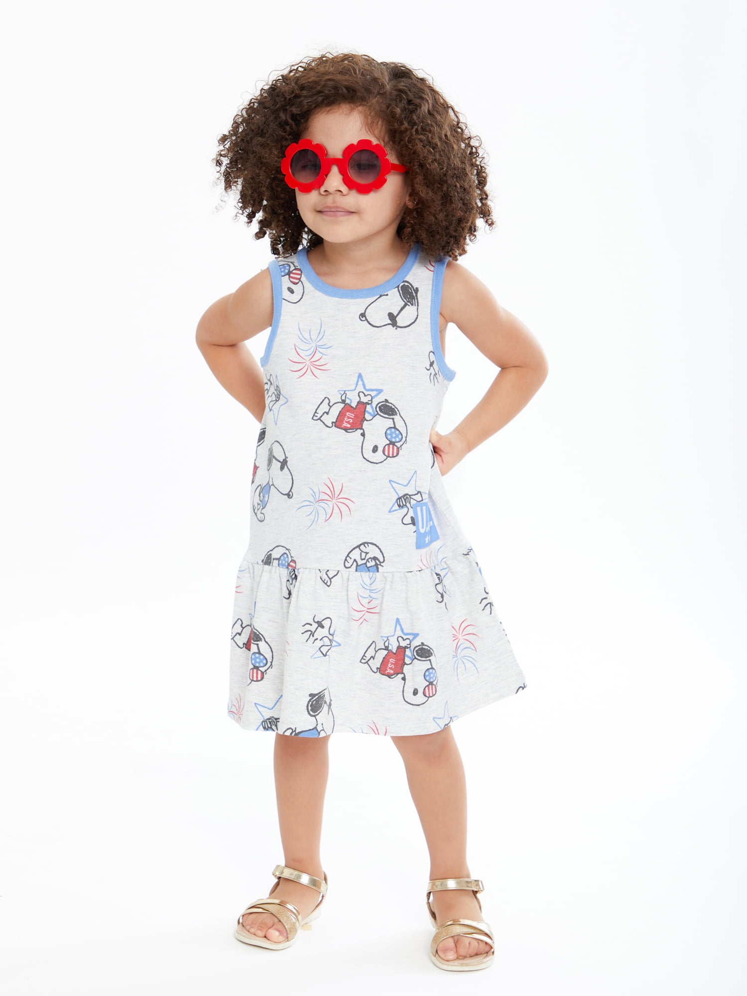 Peanuts Snoopy Toddler Girl Americana Sleeveless Dress, Sizes 12M-5T
