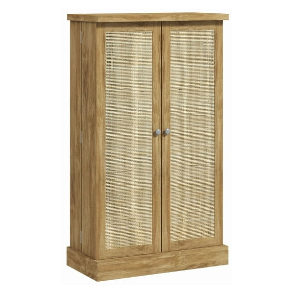 SAZYY 41" Kitchen Pantry Cabinet with Rattan Doors, 12 Door Shelves, 5-Tier Shelving, Adjustable Shelves, Natural
