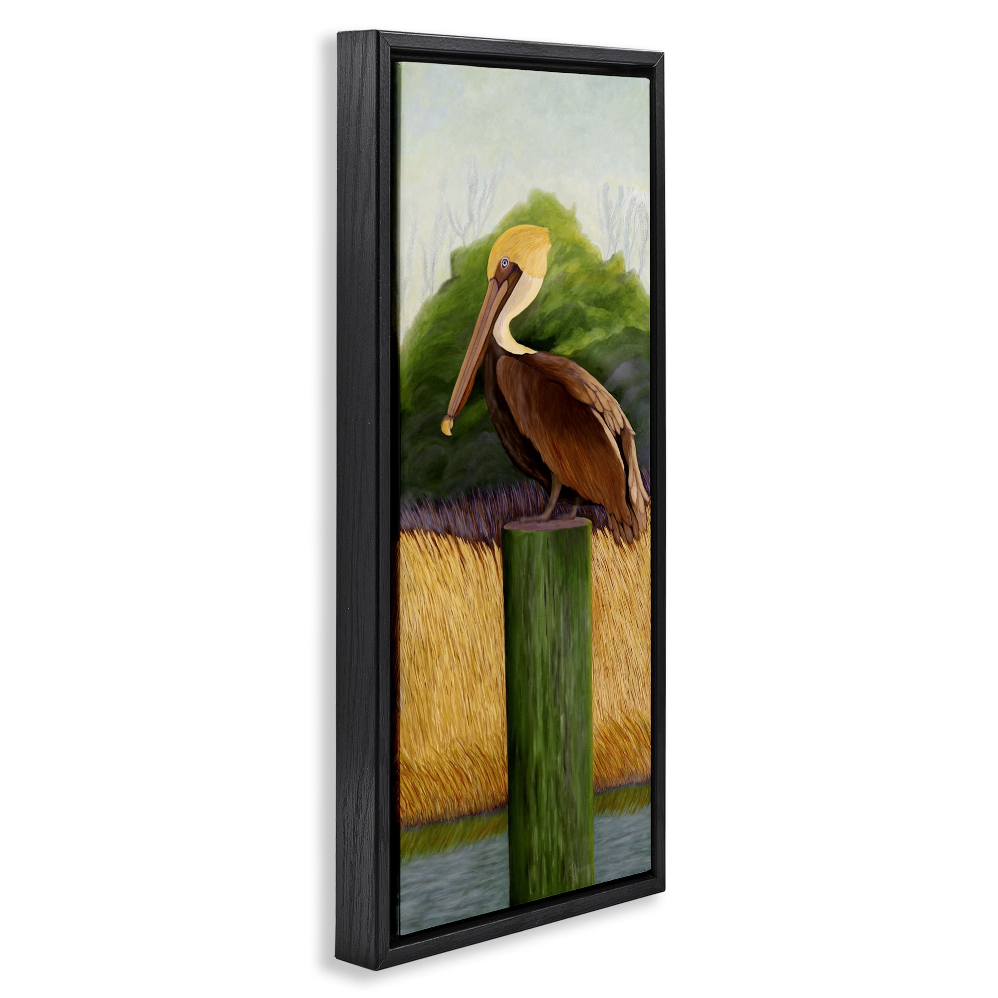 Stupell Industries Perched Blue Eyed Pelican Black Framed Floater Canvas Wall Art, design by Barbara Fallenbaum