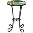thumbnail image 6 of Teal Island Designs Tropical Black Round Outdoor Accent Side Tables 14" Wide Set of 2 Green Leaves Mosaic Tabletop Front Porch Patio Home House, 6 of 8
