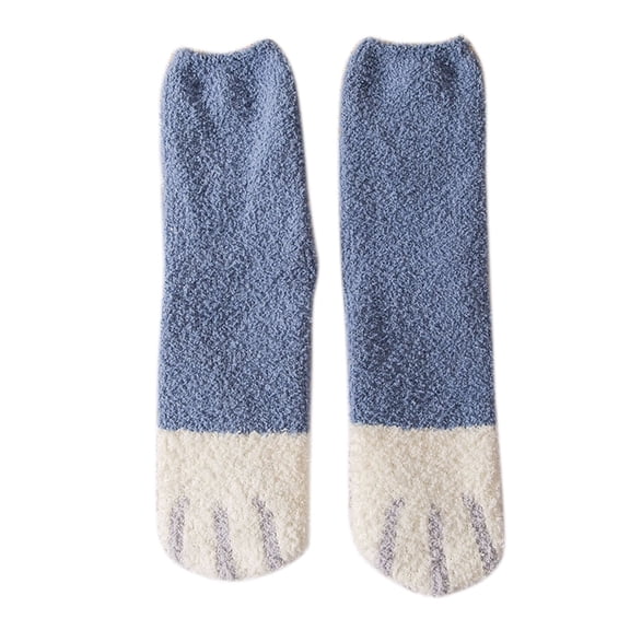 Wuxian Wool Socks Thick Fuzzy Winter Warm Crew Socks Animal Print Pattern Lady Cute Comfortable Soft Boot Socks Sleep Casual Breathable Socks,Blue,One Size